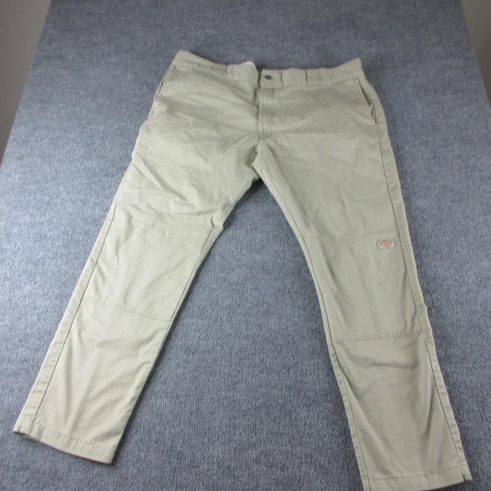 Dickies Pants Mens 42x30 Beige Skinny‎ Straight Stretch Workwear Double Knee